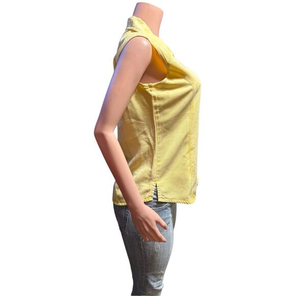 Pulp women's sleeveless tencel yellow with stitching button-up shirt S - Picture 6 of 6